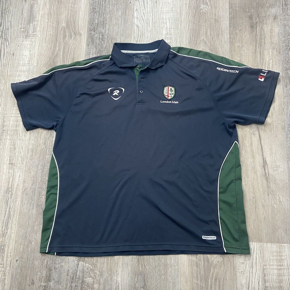 Rugby Tech London Irish Jersey Shirt Mens Size 3XL XXXL Gray Green Llanera Pulls